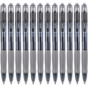 得力S08按动中性笔黑色子弹头臻顺滑学生书写黑红色水笔办公签字 1盒12支笔 0.5mm