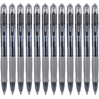 得力S08按动中性笔黑色子弹头臻顺滑学生书写黑红色水笔办公签字 1盒12支笔 0.5mm