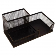 多功能办公室金属笔筒创意时尚摆件桌面简约装大容量学生收纳笔盒 多功能+方形+圆形【各1个】